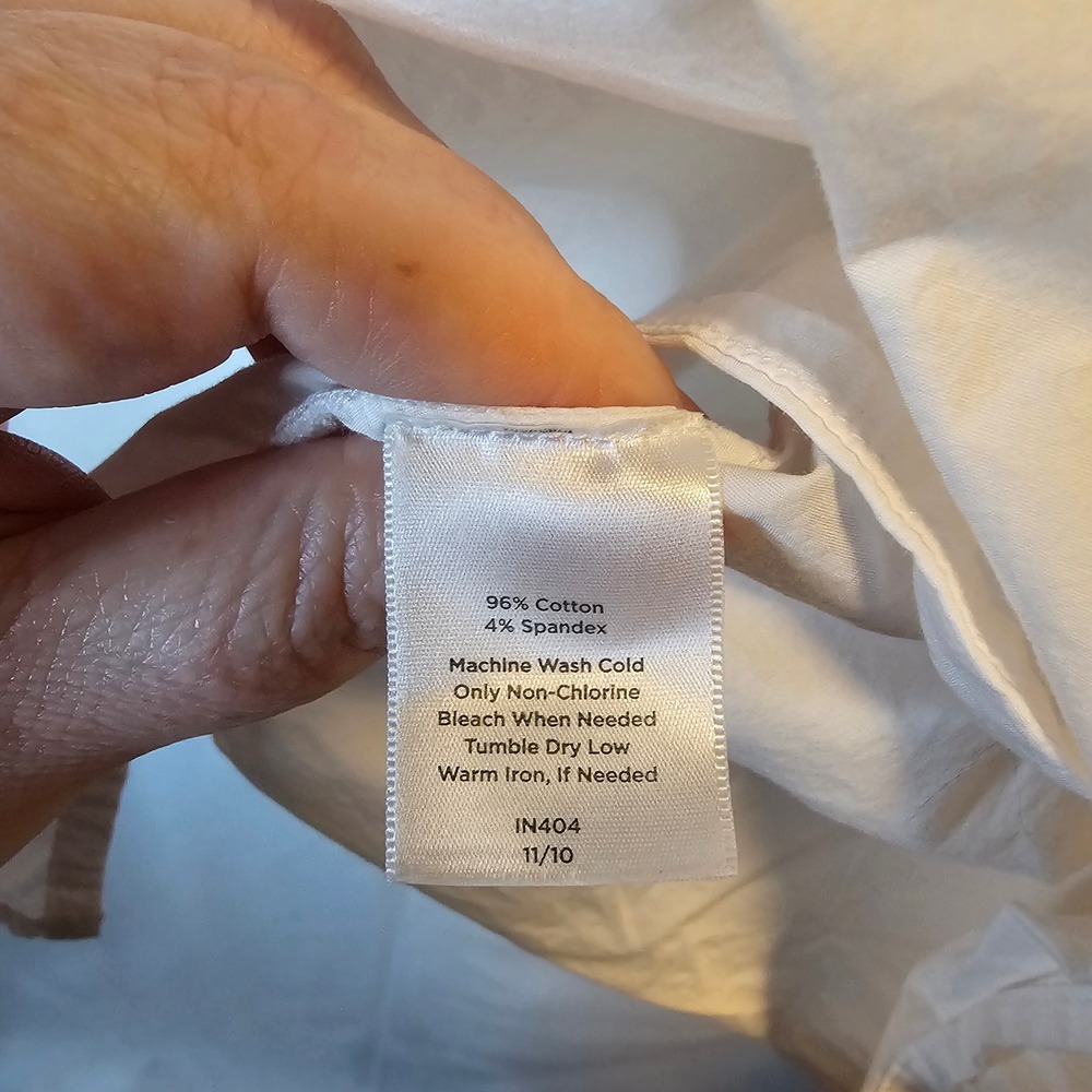 Talbots Puff Sleeve Blouse Large White Boho Cottagecore Cotton Summer Staple - Picture 7 of 9